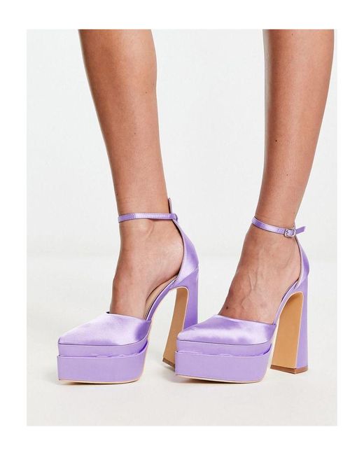 Truffle Collection Purple Pointed Platform High Heeled Shoes