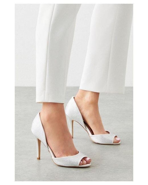 Wallis White Eleri Embellished Court Shoes