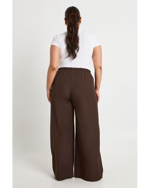 Boohoo White Plus Woven Elasticated Waist Drawstring Wide Leg Trouser