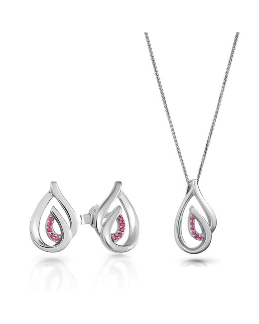 Orphelia White 'Dazzle' 925 Sterling Set: Chain-Pendant + Earrings