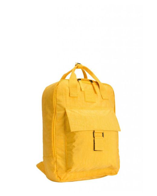 Art-sac Yellow Zip Top Squared Front Pocketed Backpack