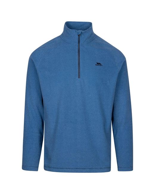 Trespass Blue Keynote Anti Pilling 1/4 Zip Fleece Top (Harbour) for men