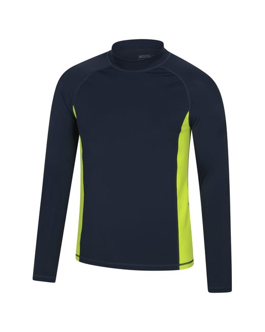 Mountain Warehouse Blue Long Sleeve Rash Vest Sun Protection Quick Drying Swimwear Stretchy Beach Surf Top Polyamide for men