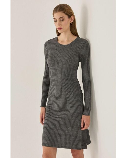 Hiccup Gray Knit Crew Neck Dress
