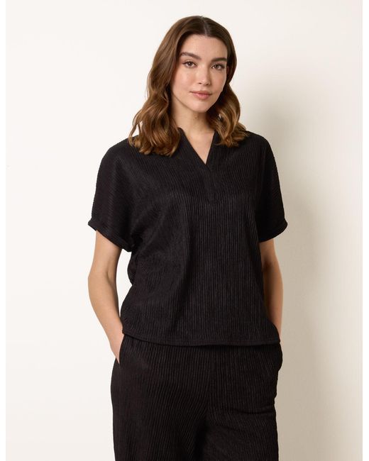 Blue Vanilla Black Grandad Collar Oversized Top