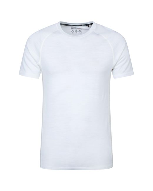 Mountain Warehouse White 'Summit' Merino Baselayer T-Shirt Casual Short Sleeve Crew Neck Tee Top for men