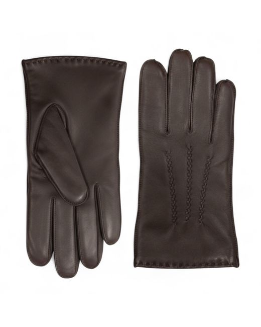 Infinity Leather Brown Italian Warm Wool Lining Winter Stich Design Riding Driving Casual Gloves for men