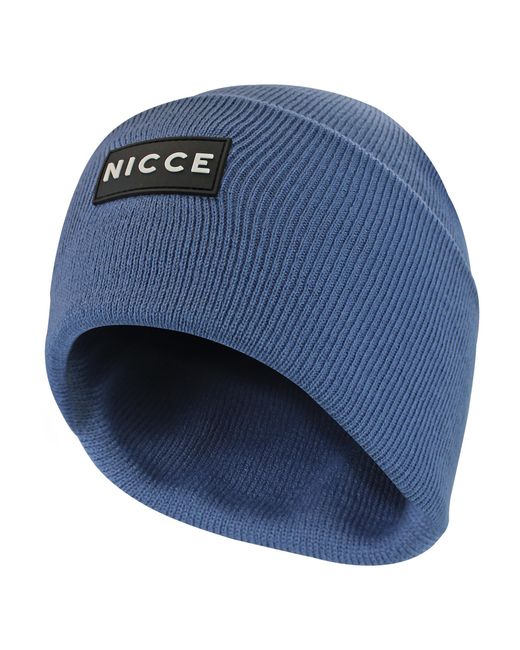 Nicce London Blue Knitted Beanie Hat for men