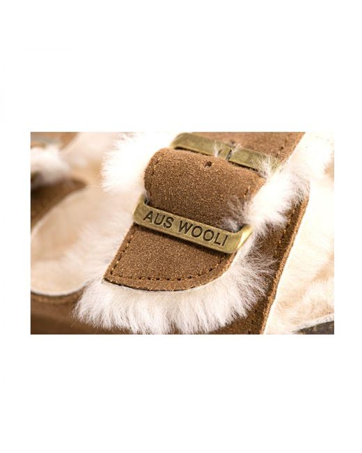 Aus Wooli Australia Portsea Sheepskin Lining Sandals in het Brown
