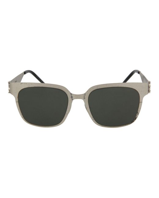 Saint Laurent Gray Square Metal Sunglasses