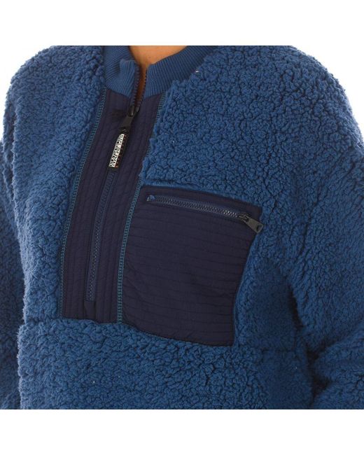 Napapijri Blue Long-Sleeved Borg Sweatshirt Np0A4Fna