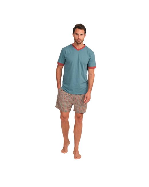 J&j Brothers Jjbfh5001 Kurzarm-Pyjama Für Herren in Blue für Herren
