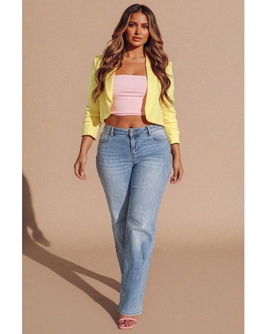 Femme Luxe Blue Cropped Lightweight Blazer- Tenzy