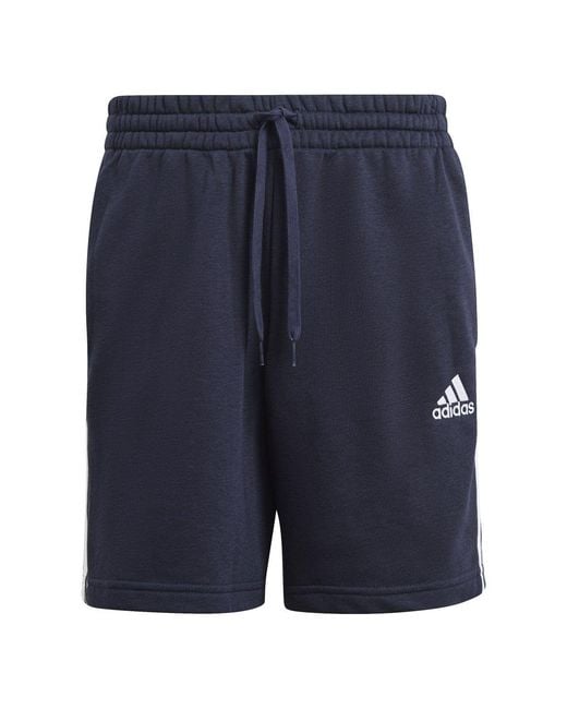 Adidas Blue Essentials French Terry 3-Stripes Shorts for men