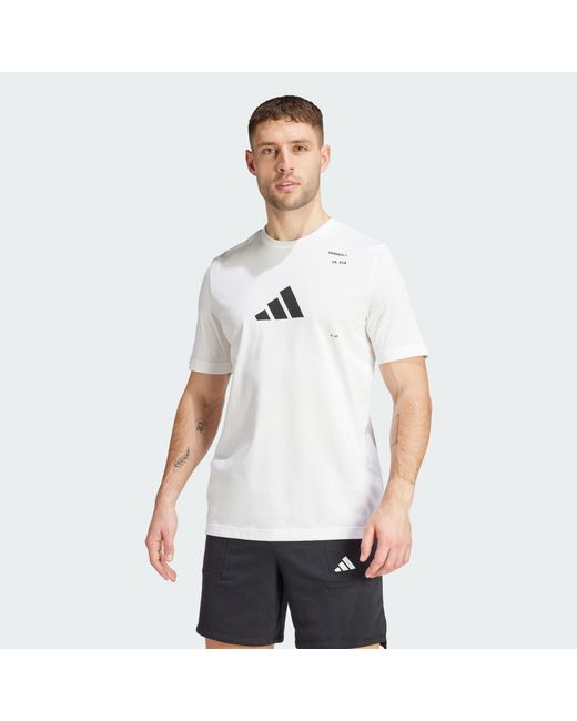 Adidas Originals White Handball Category Graphic T-shirt for men