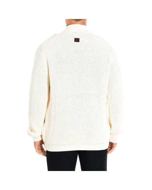 La Martina White Long Sleeve Knitted Sweater Tms002-Xc040 for men