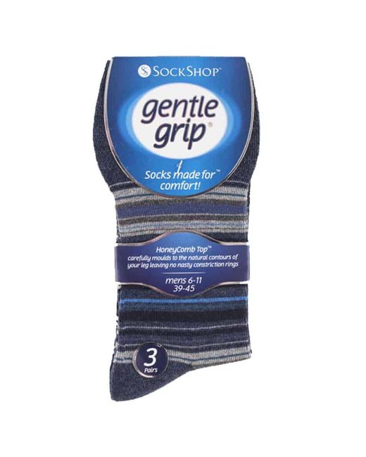 Gentle Grip Blue Socks Bigfoot Honeycomb Top Cotton Rich Pack Of 6 for men