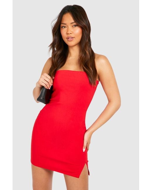 Boohoo Red Split Front Mini Dress