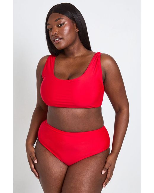 Boohoo Red Plus Essentials Scoop Bikini Top