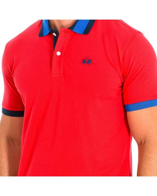 La Martina Red Short Sleeve Polo Tmp008-Pk001 for men