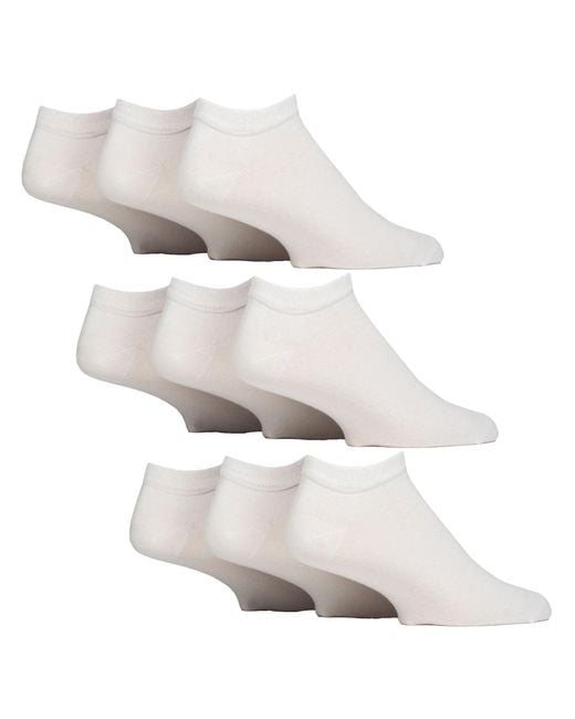 Gentle Grip White 9 Pack Diabetic Trainer Socks, Swollen Feet Wide Ankle for men