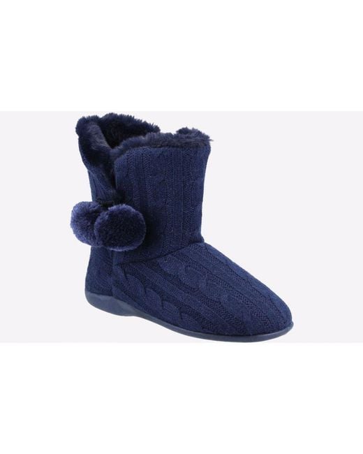 Fleet   Foster Blue Apple Knitted Bootie Slippers