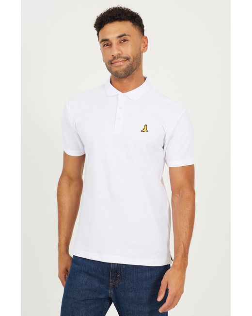 Brave Soul White Cotton Short Sleeve Polo Shirt for men