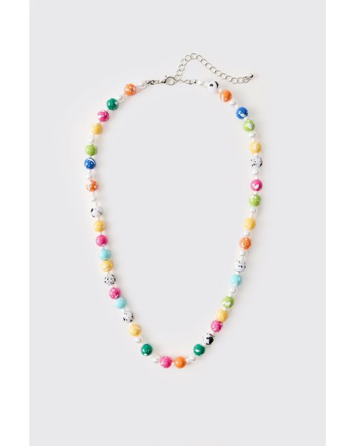 BoohooMAN Blue Gem Stone Beaded Necklace for men