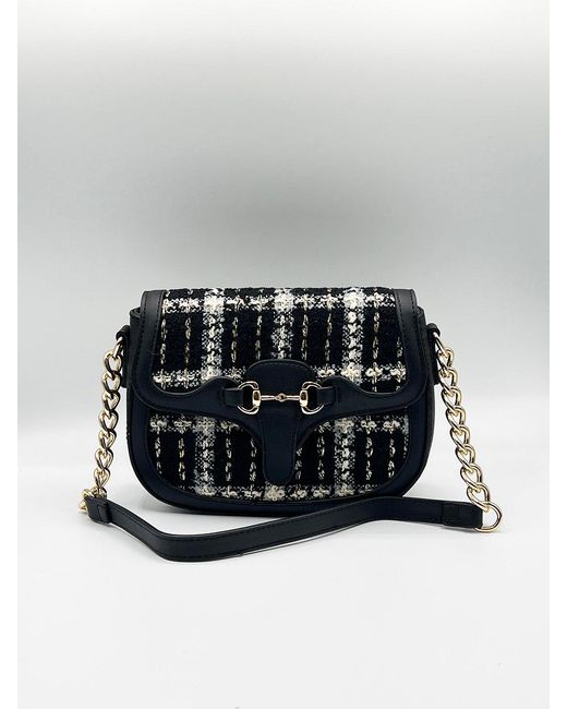 SVNX Black Knit Check Shoulder Bag