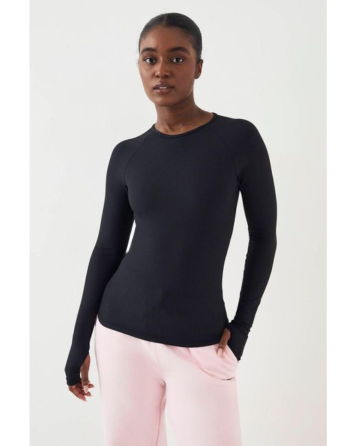 DSGN Studio Blue Sculpt Rib Long Sleeve Top