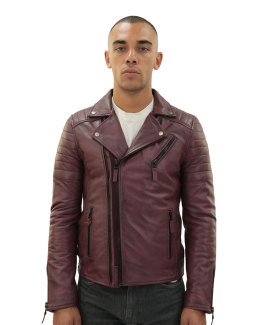 Infinity Leather Brown Brando Double Cross Zip Biker Jacket-Casablanca for men