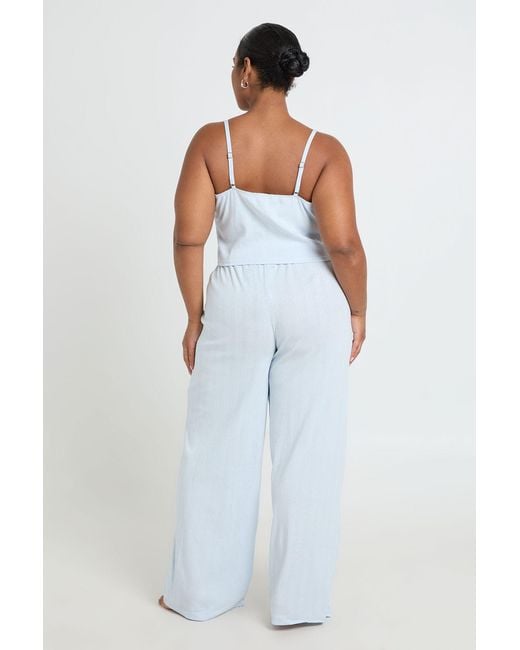 Boohoo Blue Plus Pointelle Pyjama Trouser