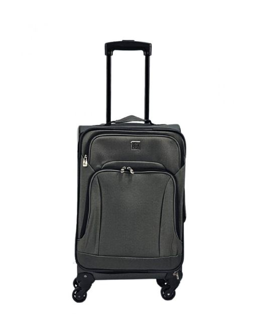 Infinity Leather Black Lightweight 4 Wheel Luggage Travel Cases Soft Bags Suitcases