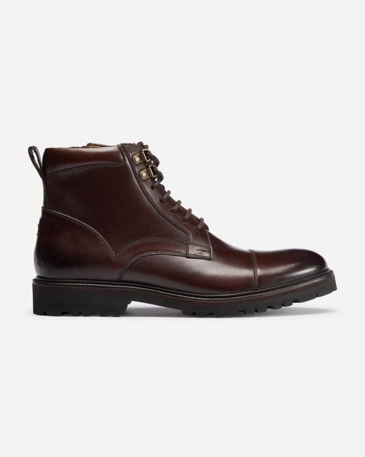 Oliver Sweeney Brown Runcorn Antiqued Calf Leather Brogue Boots for men