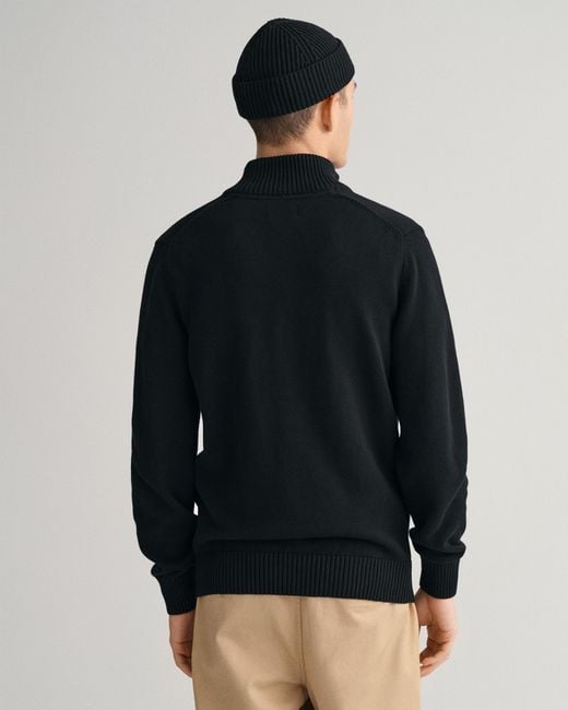 Gant Black Casual Cotton Half Zip Jumper for men