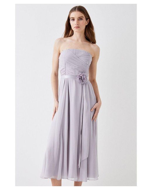Coast Purple Corsage Detail Chiffon Bridesmaids Midi Dress
