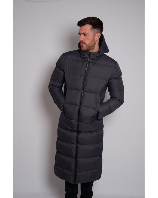 Soulstar Blue Longline Padded Puffer Jacket Hooded for men