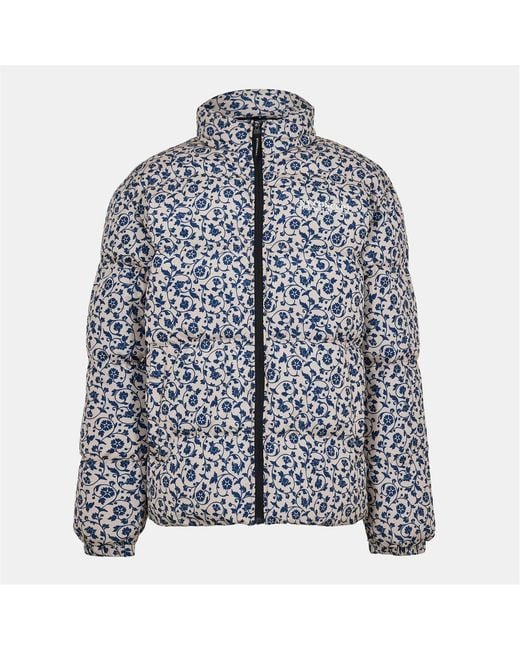 NY Concept Blue Conc Barque Floral Patterned Puffer Jacket With Zipped Pocket for men