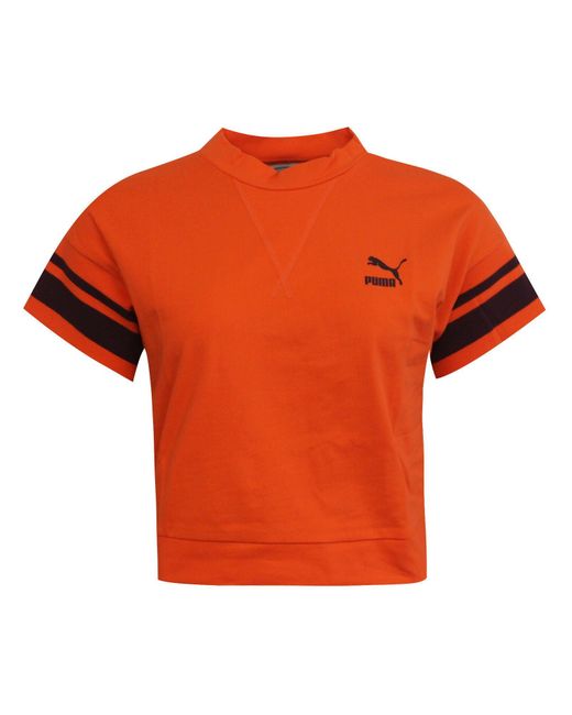 PUMA Orange Tipping Crop Top Textile