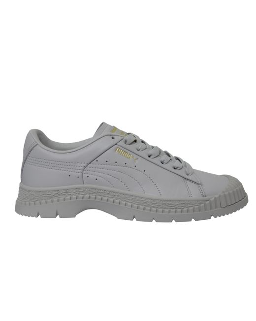PUMA Gray Utility Leather Low Lace Up Trainers 370982 02 Leather (Archived)