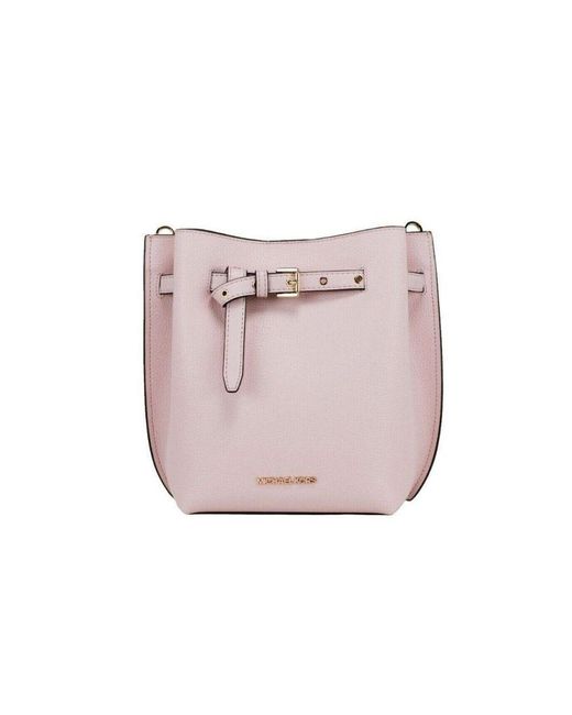 Michael Kors Pink Emilia Small Powder Pebble Leather Bucket Messenger Handbag