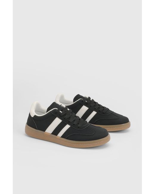 Oasis Black Erin Faux Suede Lace Up Trainers