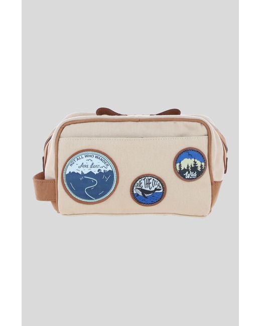 Fenland Sheepskin Blue Explorer Patch Washbag for men