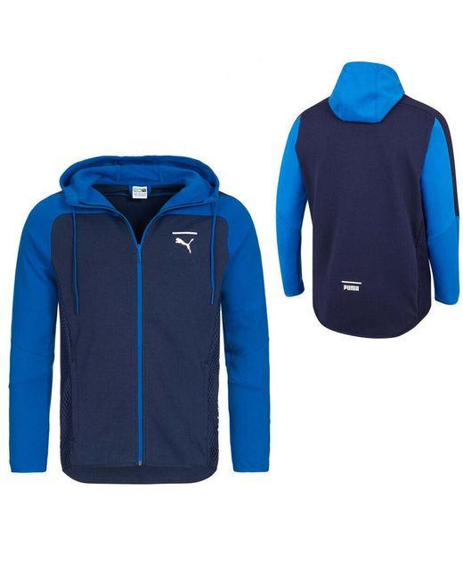 PUMA Blue Net Full Zip Colour Block Hoodie Sweatshirt Jacket 577173 03 for men