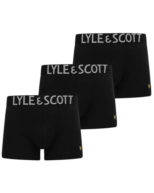 Lyle & Scott Black 3 Pack Satin Waistband Trunk for men