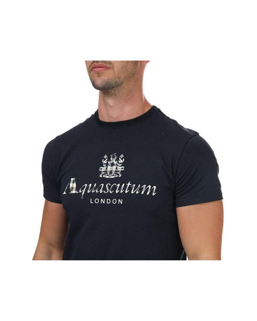 Aquascutum T-shirt In Marine in het Blue voor heren