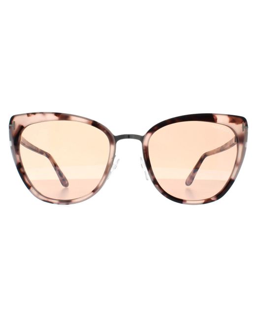 Tom Ford Brown Cat Eye Coloured Havana Mirror Simona Ft0717 Sunglasses Metal