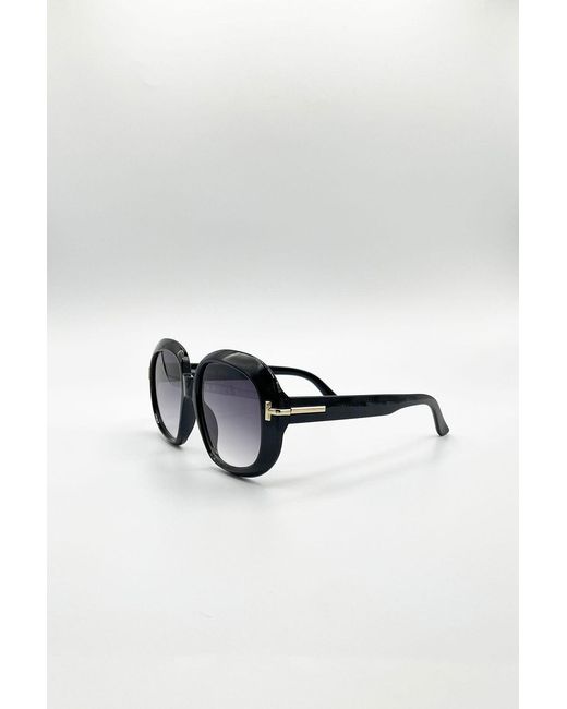 SVNX Blue Bold Round Oversized Sunglasses