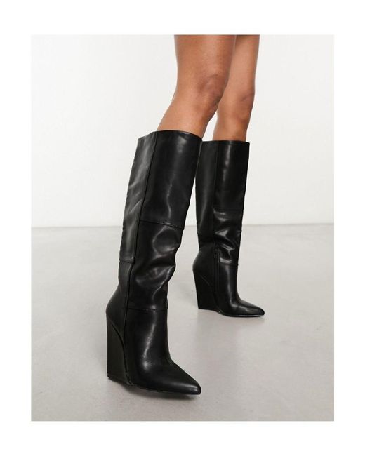 ASOS Black Carmella Heeled Wedge Boots