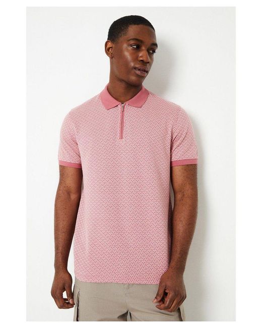 Burton Pink Diamond Jacquard Zip Polo for men